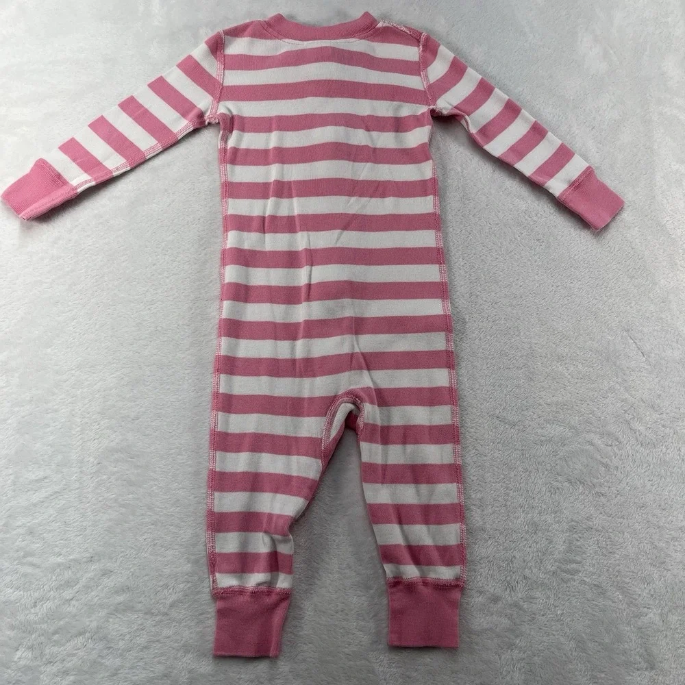 Hanna Andersson Organic Cotton Sleeper Baby Girl 12-18m Pink Striped Footless